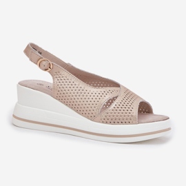 S.Barski Sandalias de cuero para mujeres S. Barski LR51-660 Openwork dorado 4