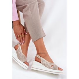 S.Barski Sandalias de cuero para mujeres S. Barski LR51-660 Openwork dorado 6