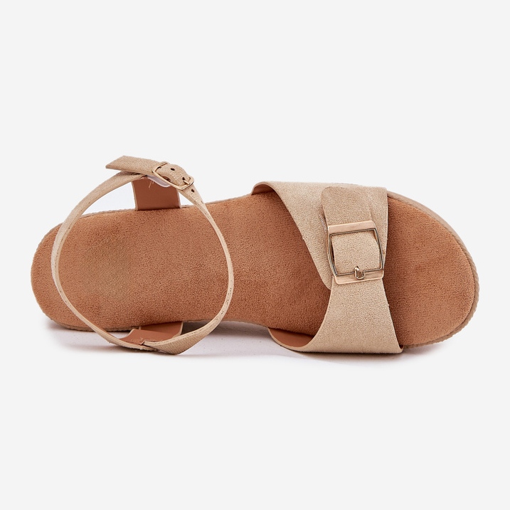 Inna Sandalias para mujeres en cuña con hebilla de color caqui beige 2 Inna Sandalias para mujeres en cuña con hebilla de color caqui beige 2