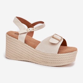Inna Sandalias para mujeres para cuña con un beige de hebilla 2