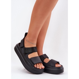 Inna Sandalias para mujeres en la plataforma con velcro negro 3