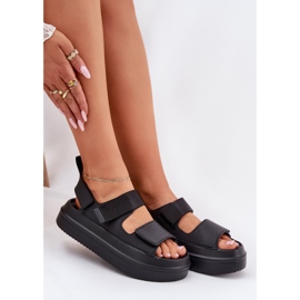 Inna Sandalias para mujeres en la plataforma con velcro negro 6