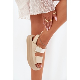 Inna Sandalias para mujeres en la plataforma con velcro beige 6