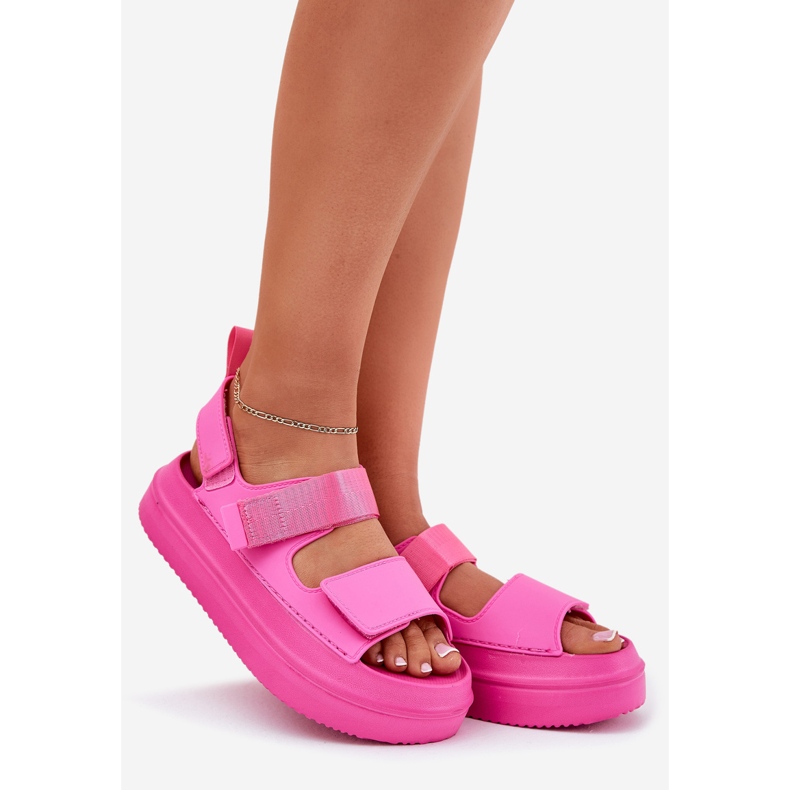 Inna Sandalias de mujeres en la plataforma con velcro fucsia rosado 1 Inna Sandalias de mujeres en la plataforma con velcro fucsia rosado 1