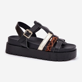 Inna Sandalias para mujeres con rayas en la plataforma negra negro 4