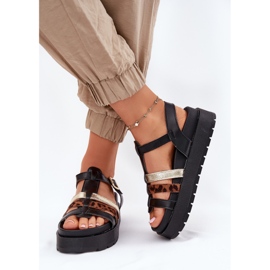 Inna Sandalias para mujeres con rayas en la plataforma negra negro 5