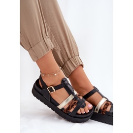 Inna Sandalias para mujeres con rayas en la plataforma negra negro 8