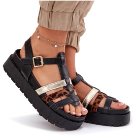 Inna Sandalias para mujeres con rayas en la plataforma negra negro 9