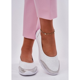 EVento Ballerinas blancas de cuero de cuero para mujeres blanco 3