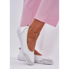EVento Ballerinas blancas de cuero de cuero para mujeres blanco 5