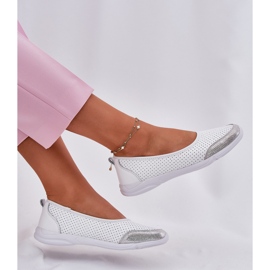 EVento Ballerinas blancas de cuero de cuero para mujeres blanco 6