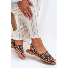 Zazoo 40327 Leopardo de sandalias de cuero de cuero marrón 6