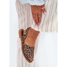 Zazoo 40327 Leopardo de sandalias de cuero de cuero marrón 3