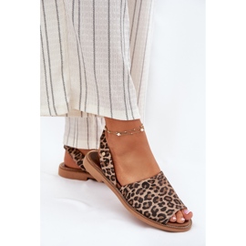 Zazoo 40327 Leopardo de sandalias de cuero de cuero marrón 5