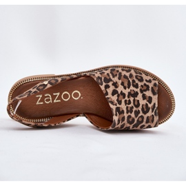 Zazoo 40327 Leopardo de sandalias de cuero de cuero marrón 8