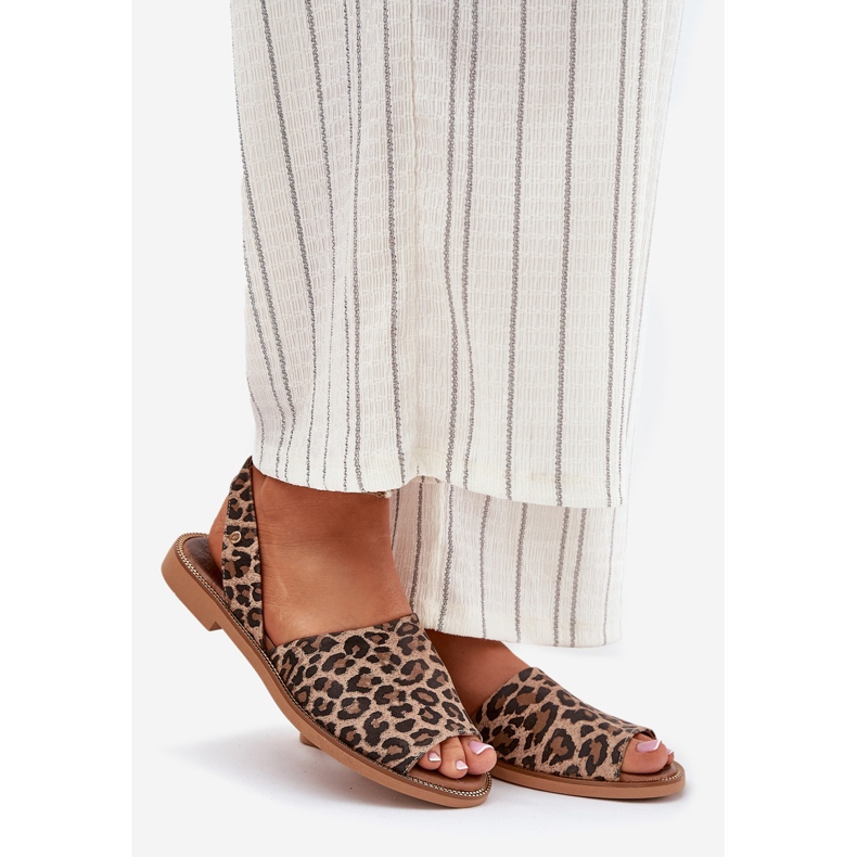 Zazoo 40327 Leopardo de sandalias de cuero de cuero marrón 1