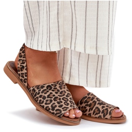 Zazoo 40327 Leopardo de sandalias de cuero de cuero marrón 9