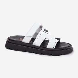 Flip de cuero pintado para mujeres en la plataforma blanca Zazoo 40440 blanco 4