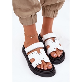 Flip de cuero pintado para mujeres en la plataforma blanca Zazoo 40440 blanco 5