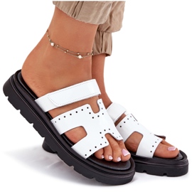 Flip de cuero pintado para mujeres en la plataforma blanca Zazoo 40440 blanco 8