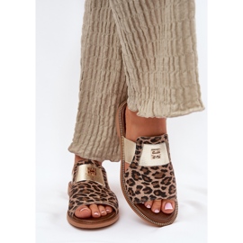 Zazoo Elegante plano -leather -high -theel de cuero chanclas marrón 3