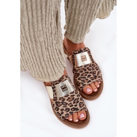 Zazoo Elegante plano -leather -high -theel de cuero chanclas marrón 5
