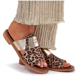 Zazoo Elegante plano -leather -high -theel de cuero chanclas marrón 8