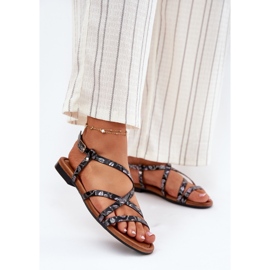 Sandalias de mujer de cuero plano Maciejka 06635-05 Negro 2