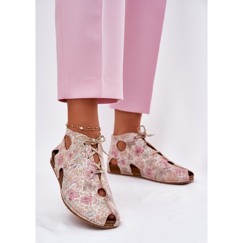 Botas de cuero estampadas maciejka 03426-48 beige 2