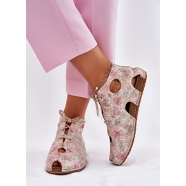 Botas de cuero estampadas maciejka 03426-48 beige 3