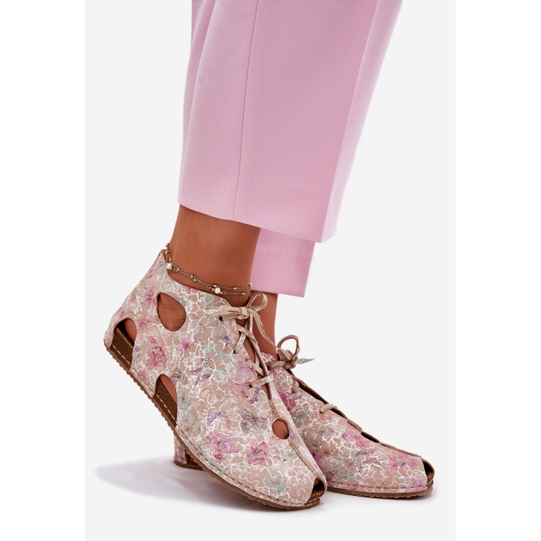 Botas de cuero estampadas maciejka 03426-48 beige 1