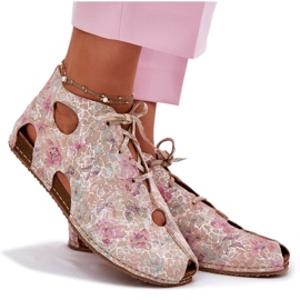 Botas de cuero estampadas maciejka 03426-48 beige 9