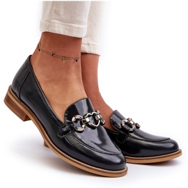 Laura Messi 2760 mocasines de cuero azul marino barnished 4