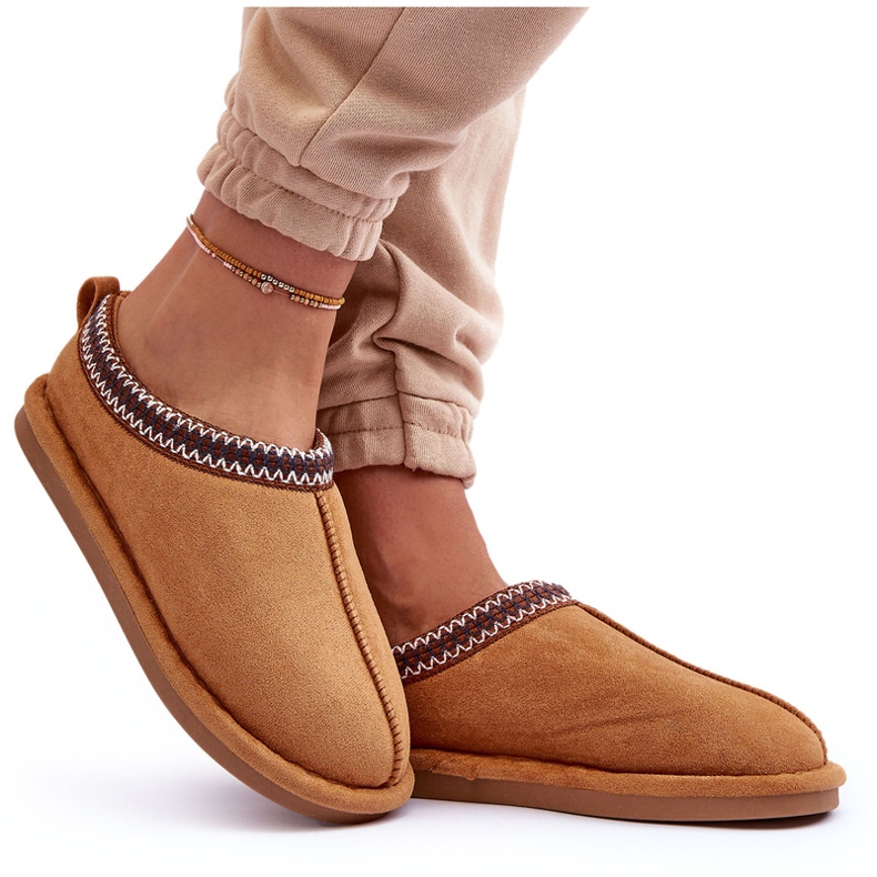 Zapatillas de ante mujeres con pieles beige-cámara 4