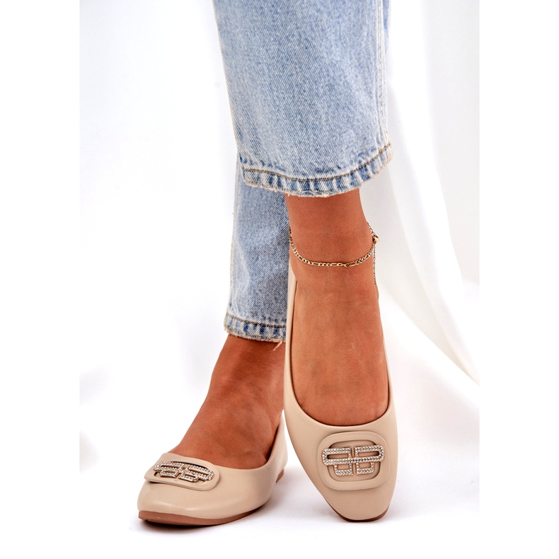 Seastar Bailarinas femeninas en una suela plana con un adorno para 58p beige 2