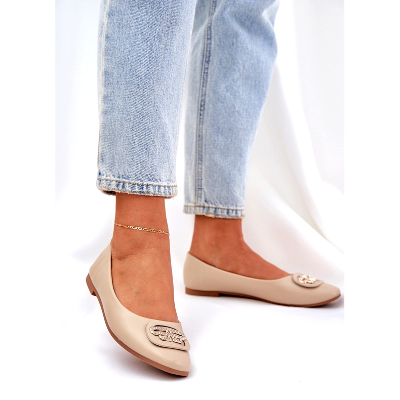 Seastar Bailarinas femeninas en una suela plana con un adorno para 58p beige 1