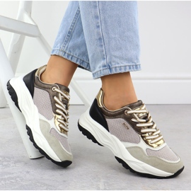 Zapatillas de cuero femenino beige evento 8234 gris 4