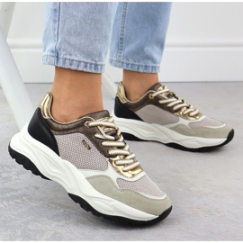 Zapatillas de cuero femenino beige evento 8234 gris 5