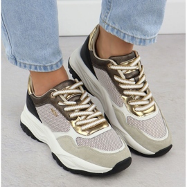 Zapatillas de cuero femenino beige evento 8234 gris 6