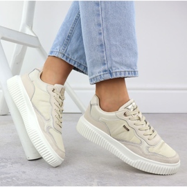 Zapatillas de cuero femenino beige evento 8240 4