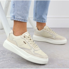 Zapatillas de cuero femenino beige evento 8240 5
