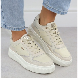 Zapatillas de cuero femenino beige evento 8240 6