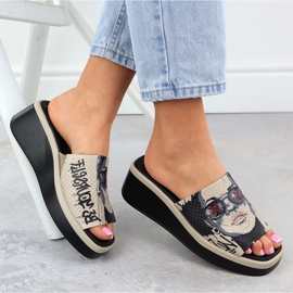 Zapatillas de cuero para mujeres con beige estampado Filippo DK6158 4