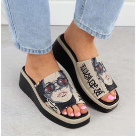 Zapatillas de cuero para mujeres con beige estampado Filippo DK6158 5