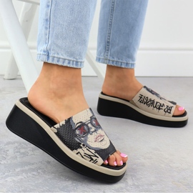 Zapatillas de cuero para mujeres con beige estampado Filippo DK6158 6