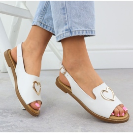Sandalias de mujeres planas con corazón Filippo blanco DS6926 4
