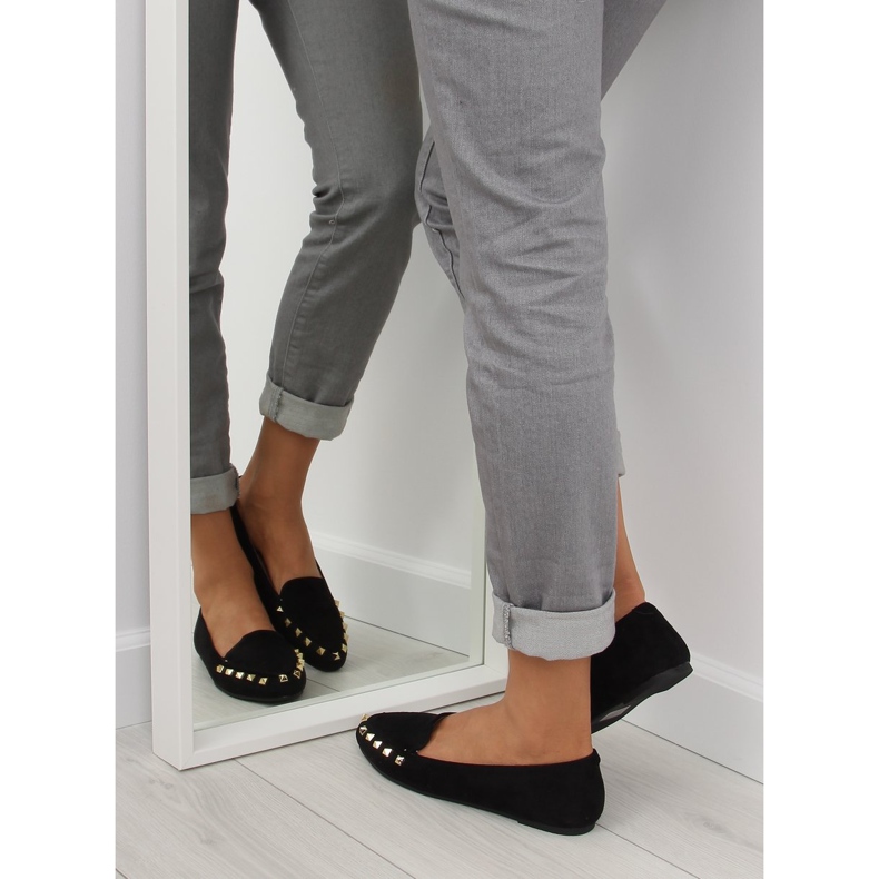 Mocasines mujer negros con tachuelas negro 1388 Black 1