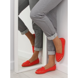 Mocasines mujer con tachuelas rojo 1388 Rojo 3