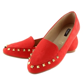 Mocasines mujer con tachuelas rojo 1388 Rojo 4