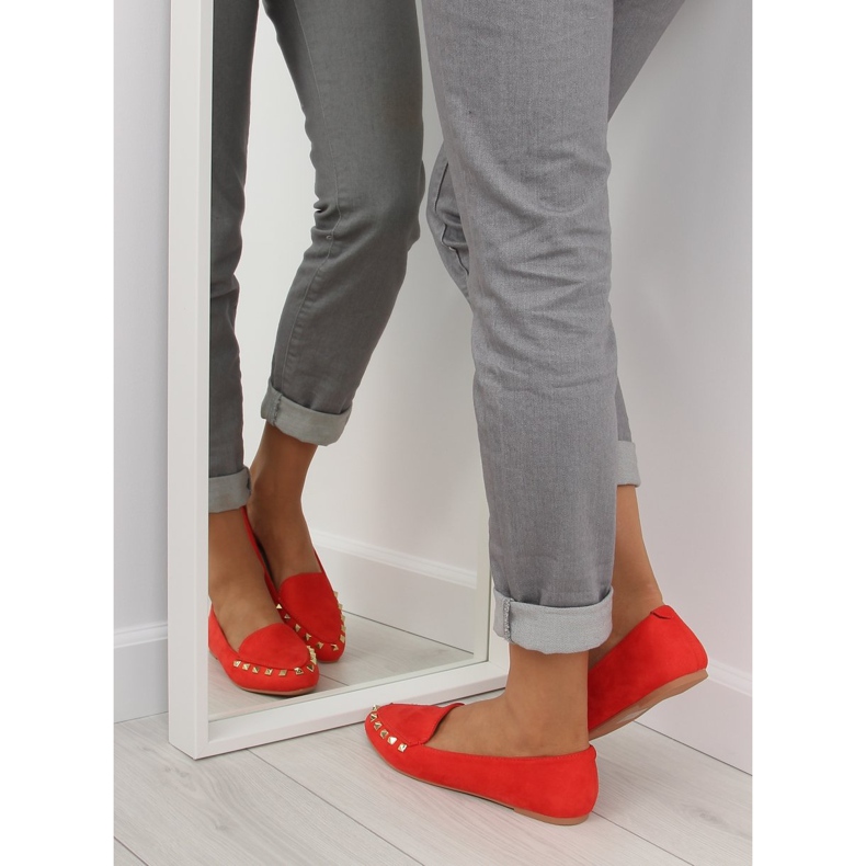 Mocasines mujer con tachuelas rojo 1388 Rojo 1